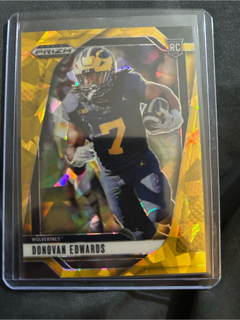 Panini Prizm Donovan Edwards Gold Holo Football Card